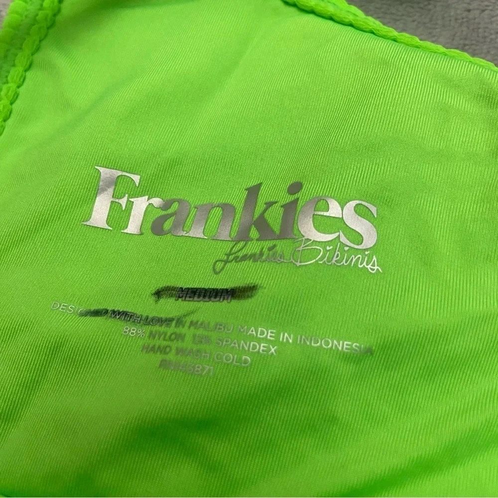 New! Frankie’s bikinis Gavin neon green ribbed bikini top 21549